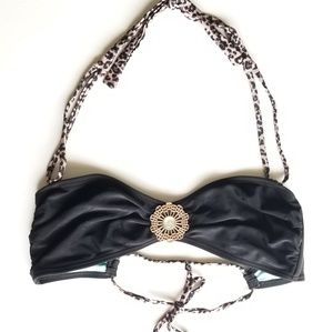 Xhiliration swim bandeau TOP black cheetah gold